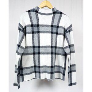 Premise Mock Neck Black and White Plaid Sweater Women's Size Small Petite